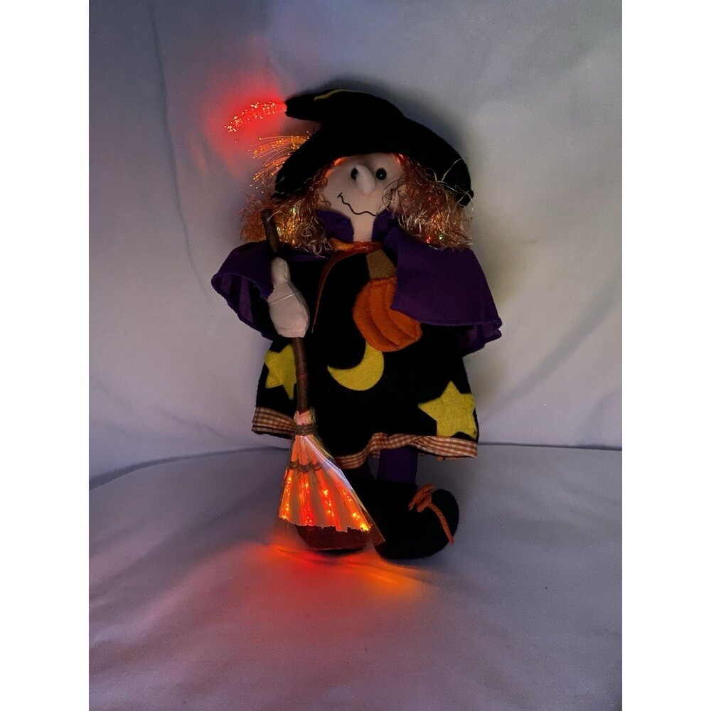 Vintage Glowing Halloween Plushees Witch Color Changing Fiber Optic Avon NIB